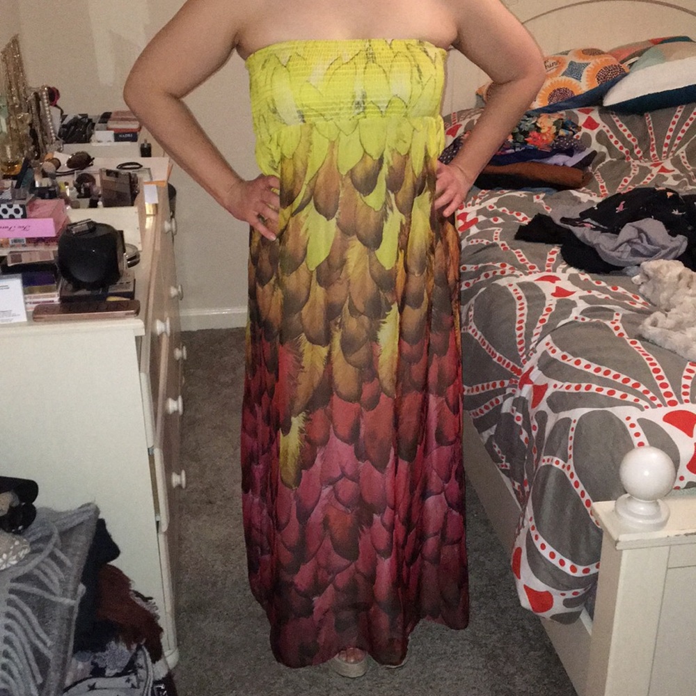 Ombré Feather Pattern Maxi - Picture 6 of 6